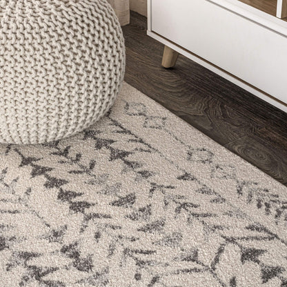 JONATHAN Y Ziri Moroccan Geometric Cream/Gray Indoor Area Rug, 8x10, Bohemian, Scandinavian, Easy-Cleaning for Living Room, Bedroom, Kitchen, Pet Friendly, Non-Shedding (MOH210A-8)