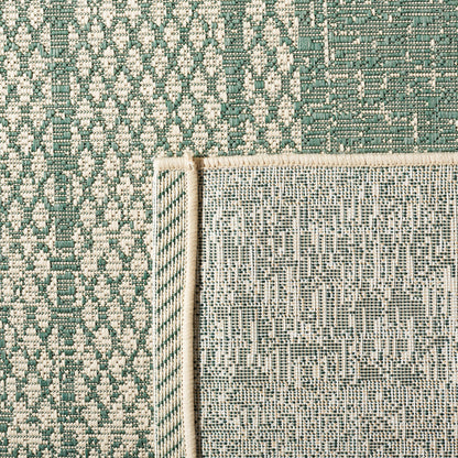 SAFAVIEH Courtyard Collection 2'7' x 5' Beige/Dark Green CY6736 Indoor/ Outdoor -Waterproof Easy -Cleaning Patio Backyard Mudroom Area -Rug