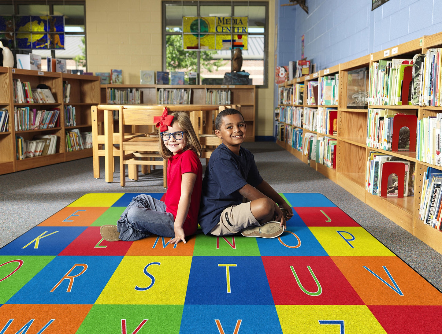 Flagship Carpets Alphabet Seating Multicolor Rug for Home Learning Area or Classroom Mat, Kids Room or Playroom Carpet, 7'6" x 12', Rectangle
