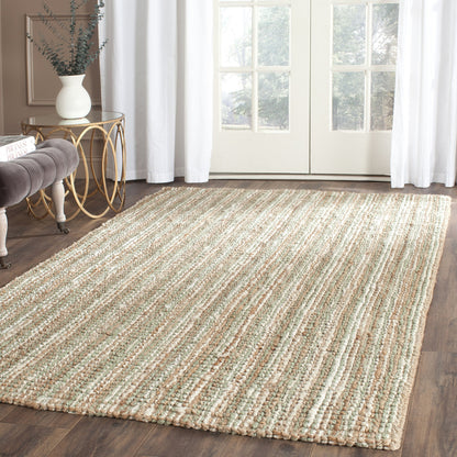 SAFAVIEH Area Rug 4x6 - Natural Fiber Collection - Sage & Natural Brown, Handmade Jute, Farmhouse Style, Chunky Textured Thick Pile (NF447S)