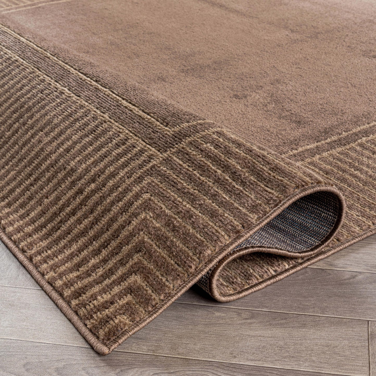 Rugshop Modern Distressed Bordered Indoor Runner Rug for Hallway,Entryway,Kitchen Rug Low Pile Rug with Jute Backing 2' 3" x 8' Brown