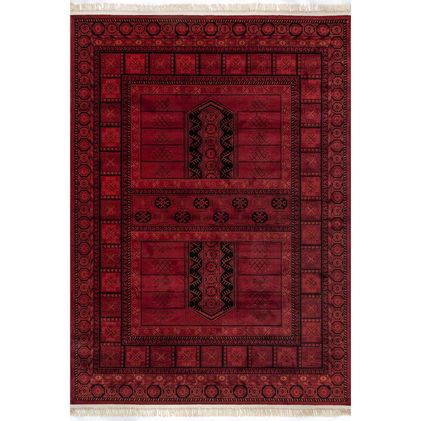 nuLOOM Billie Red/Ivory, 4' x 6', Traditional Oriental, Soft and Cozy, High Traffic, Stain Resistant, Easy Clean, Durable Area Rug for Bedroom, Living Room, Dining Space, Den, Foyer, Entryway