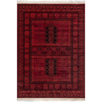 nuLOOM Billie Red/Ivory, 4' x 6', Traditional Oriental, Soft and Cozy, High Traffic, Stain Resistant, Easy Clean, Durable Area Rug for Bedroom, Living Room, Dining Space, Den, Foyer, Entryway