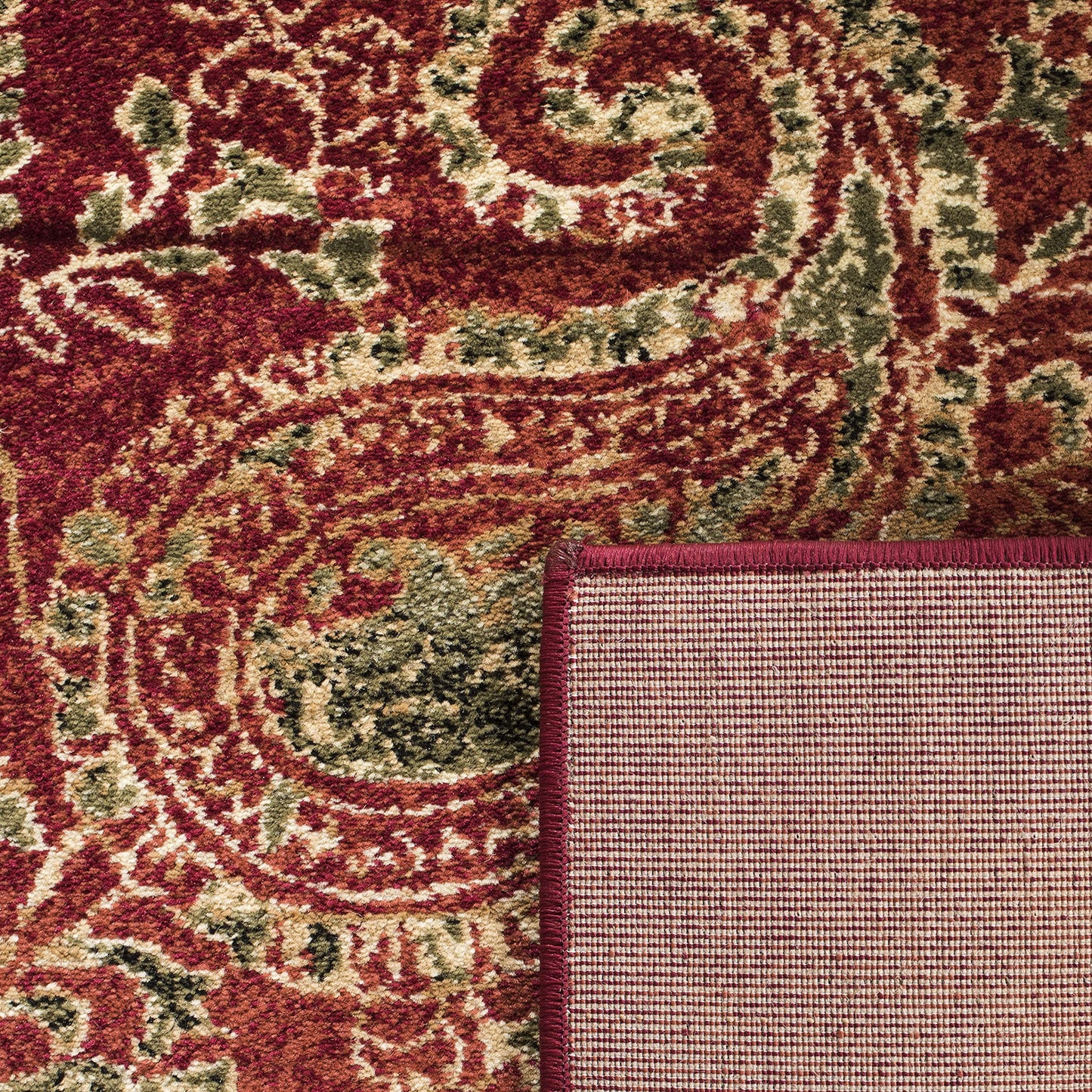 SAFAVIEH Lyndhurst Collection Area Rug - 8' x 11', Red & Multi, Traditional Paisley Design, Non-Shedding & Easy Care, Ideal for High Traffic Areas in Living Room, Bedroom (LNH224B)