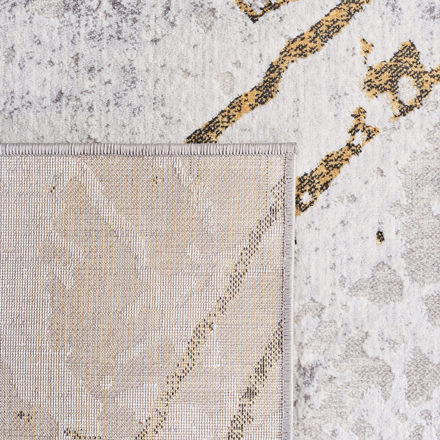 SAFAVIEH Amelia Collection Area Rug - 6' x 9', Grey & Gold, Modern Abstract Design, Non-Shedding & Easy Care, Ideal for High Traffic Areas in Living Room, Bedroom (ALA293G)