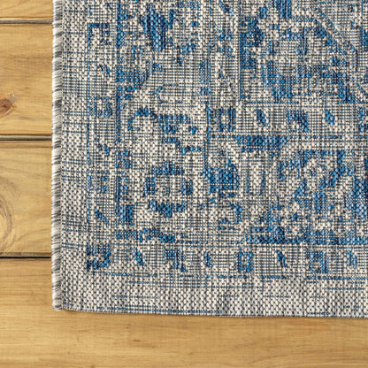JONATHAN Y Boho Medallion Indoor Outdoor Area Rug 8X10 Gray/Navy, Rozetta Textured Weave for Backyard, Patio, Porch, Easy-Cleaning, High Traffic, Pet-Friendly, Non-Shedding (SMB102B-8)