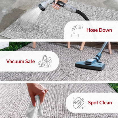 nuLOOM 3' x 5' Solid Hand Braided Indoor/Outdoor Area Rug, Pet-Friendly, High Traffic, Weather Resistant, for Patio, Balcony, Bedroom, Living Room, Dining Room, Wynn Salt And Pepper