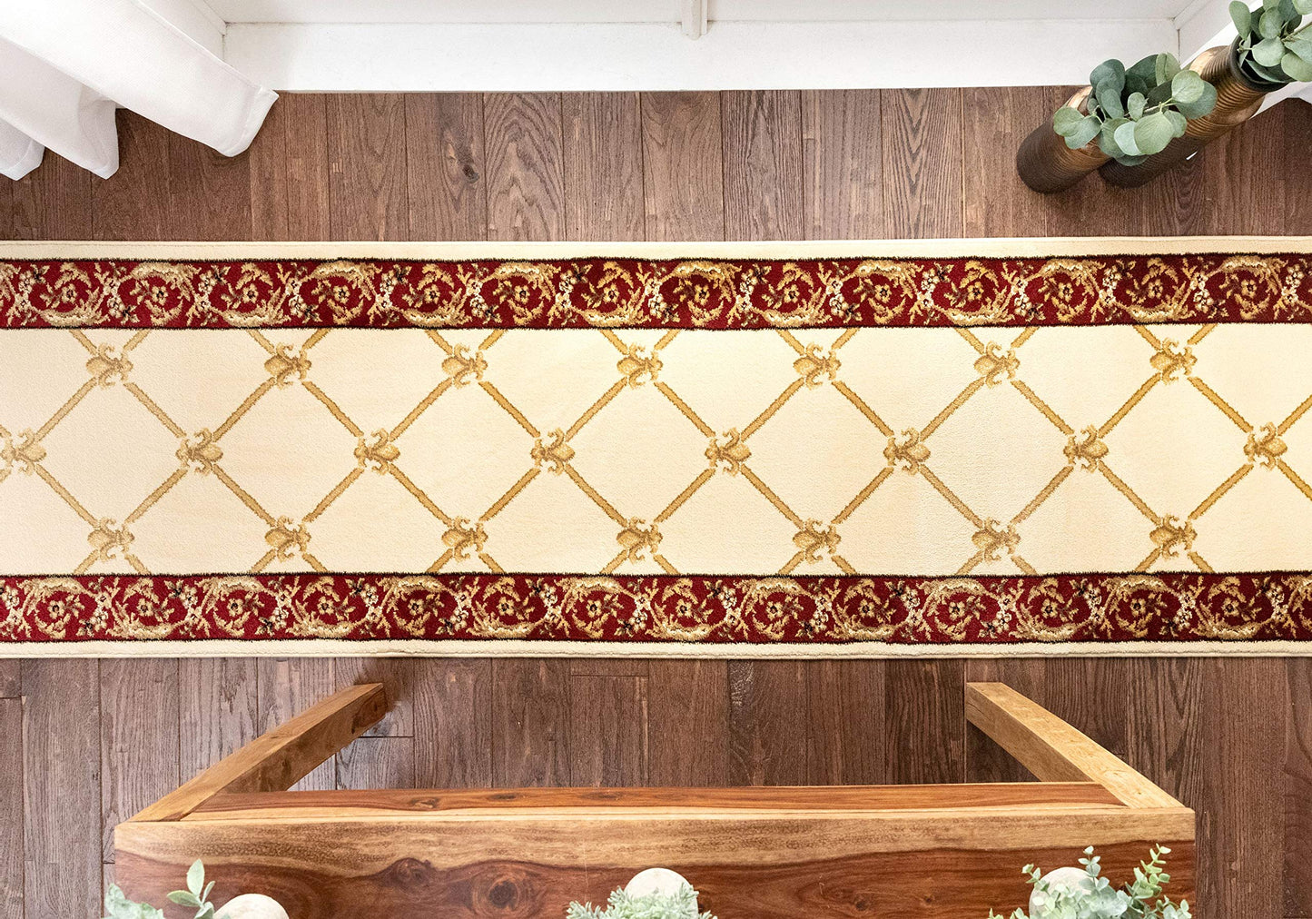 Well Woven Custom Size Hallway & Stair Runner- Choose Your Length - Patrician Trellis Ivory French Traditional 31 Inch Wide x 9 Feet Long Runner (31" x 9' Runner) Rug
