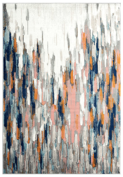 Abani Rugs Orange & Blue Contemporary Abstract Area Rug Contemporary Style, Porto Collection | Turkish Made Superior Comfort & Construction | Stain Shedding Resistant, 5'3" x 7'6" Rectangle