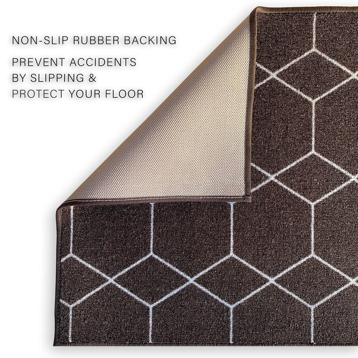 Custom Made Runner Rug for Kitchen Foyer Hallway Entry Choose Your Length Size 26 Inch Wide Geometric Lattice Design Brown Color (15 feet x 26 inch)