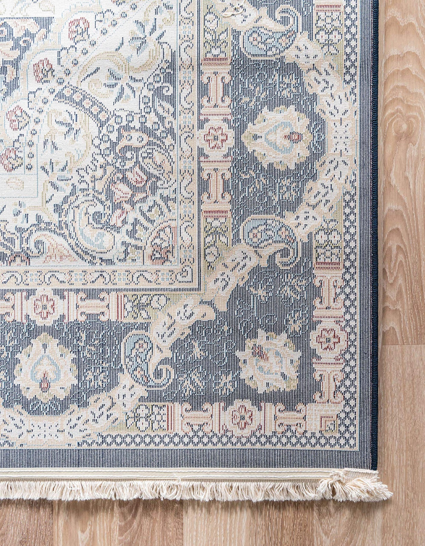 Unique Loom Narenj Collection Classic Traditional Medallion Textured Design Area Rug, 8 x 10 ft, Navy Blue/Tan