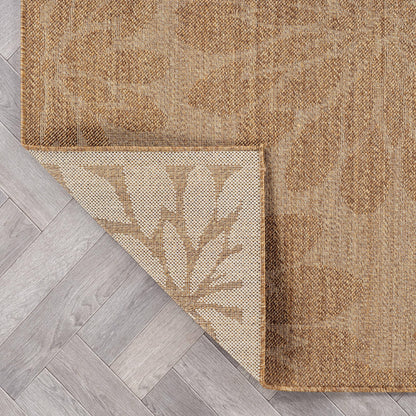 Rugshop Floral Indoor Outdoor Flat Woven Area Rug,Natural Jute-Style,Easy-Care Patio Rug for Backyard Porch Deck Balcony, 6'6" x 9' Sand/Natural