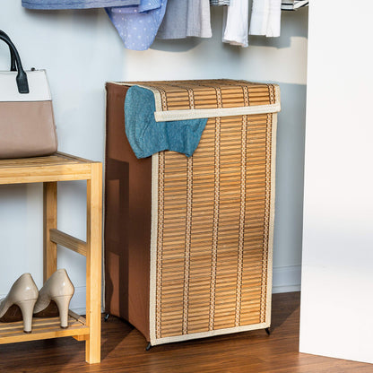 Honey-Can-Do Bamboo Wicker Hamper with Lid HMP-01619 Natural 26-Inches Tall