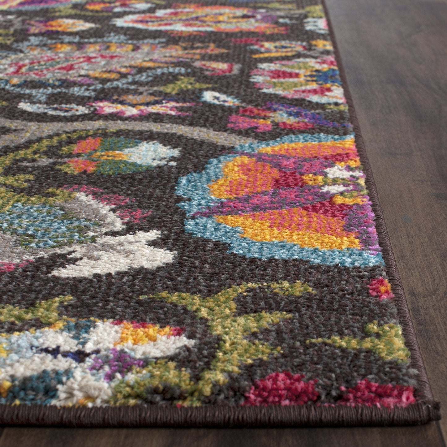 SAFAVIEH Monaco Collection Runner Rug - 2'2" x 8', Brown & Multi, Boho Floral Design, Non-Shedding & Easy Care, Ideal for High Traffic Areas in Living Room, Bedroom (MNC229B)