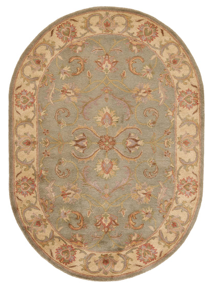 SAFAVIEH Heritage Collection Area Rug - 7'6" x 9'6" Oval, Green & Gold, Handmade Traditional Oriental Wool, Ideal for High Traffic Areas in Living Room, Bedroom (HG811A)