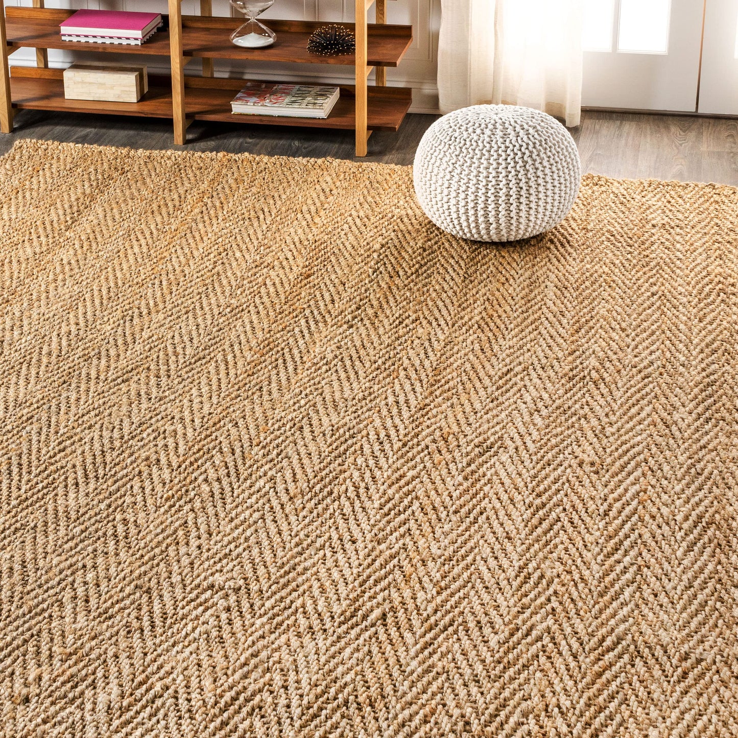 JONATHAN Y Espina Hand Woven Herringbone Chunky Jute Natural Indoor Area Rug, 4x6, Bohemian, Cottage, Easy-Cleaning for Living Room, Bedroom, Kitchen, Pet Friendly, Non-Shedding (NFR101A-4)