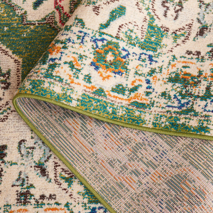 SAFAVIEH Madison Collection Area Rug - 6' x 9', Green & Aqua, Boho Medallion Distressed Design, Non-Shedding & Easy Care, Ideal for High Traffic Areas in Living Room, Bedroom, Dining (MAD452Y-6)