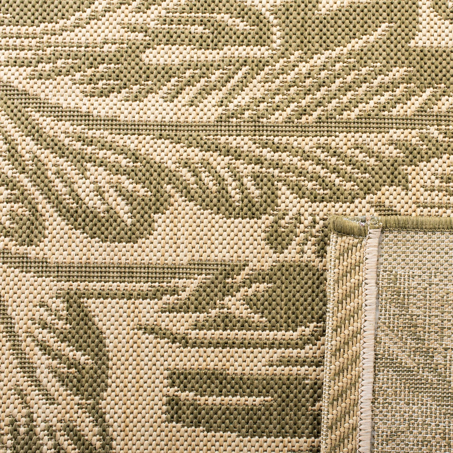SAFAVIEH Washable Rug Outdoor Courtyard Collection - 2'7" x 5', Natural & Olive, Non-Shedding & Easy Cleaning, Ideal for Patio, Backyard, Mudroom (CY2996-1E01)