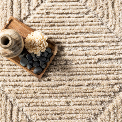 Nuloom Kerry Beige, 7'10" x 10', Geometric, Soft and Cozy, High Traffic, Stain Resistant, Easy Clean, Durable Area Rug for Bedroom, Living Room, Dining Space, Den, Foyer, Entryway