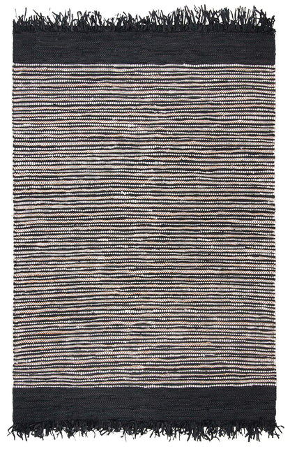 SAFAVIEH Vintage Leather Collection Area Rug - 5' x 8', Black & Multi, Handmade Boho Fringe Leather, Ideal for High Traffic Areas in Living Room, Bedroom (VTL373G)