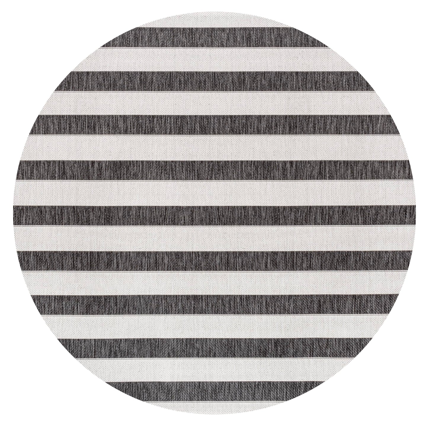 JONATHAN Y Wide Stripe Indoor Outdoor Round Area Rug 3 Ft Black/Cream, Aveiro for Backyard, Patio, Porch, Easy-Cleaning, High Traffic, Pet-Friendly, Non-Shedding (SMB112B-3R)