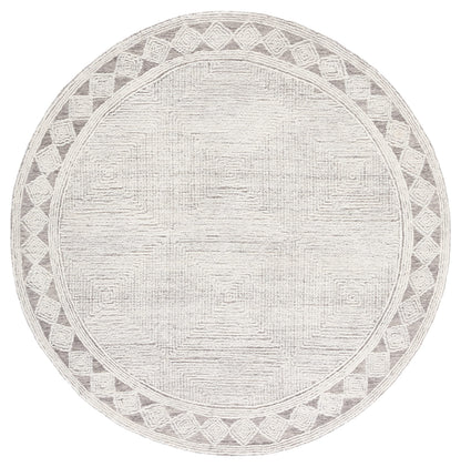 SAFAVIEH Abstract Collection 6' Round Ivory/Grey ABT349F Handmade Premium Wool Area Rug