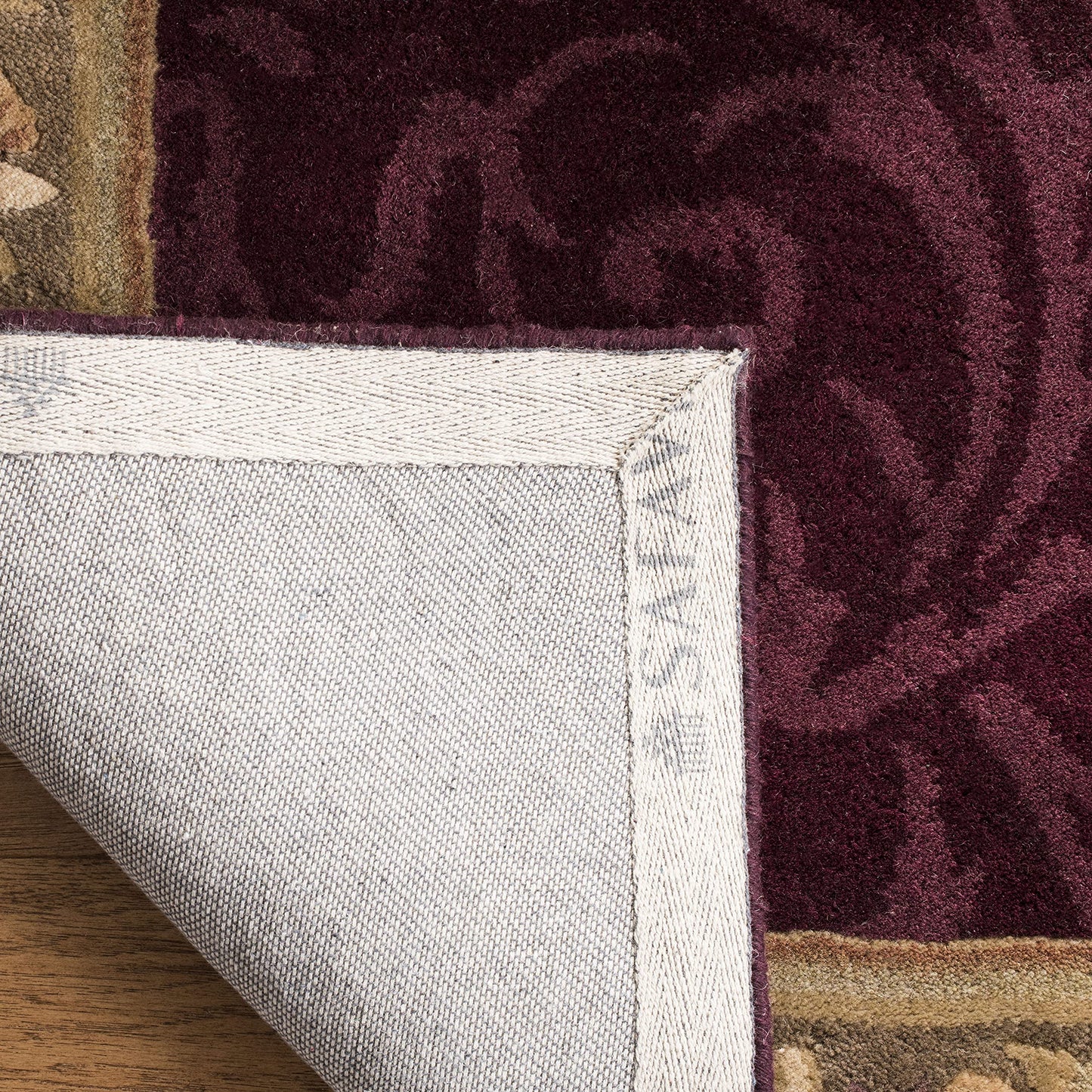 SAFAVIEH Empire Collection 7'6" x 9'6" Dark Red / Dark Beige EM414A Handmade Traditional European Premium Wool Area Rug
