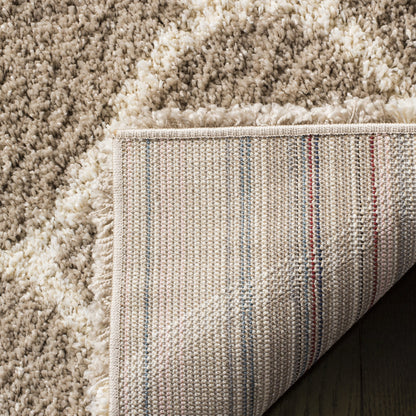 SAFAVIEH Hudson Shag Collection Area Rug - 6' x 9', Beige & Ivory, Moroccan Ogee Trellis Design, Non-Shedding & Easy Care, 2-inch Thick Ideal for High Traffic Areas in Living Room, Bedroom (SGH280S)