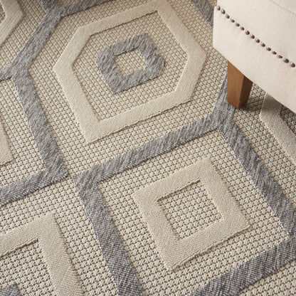 Nourison Home Palamos Cream 5'3" x 7'3" Area Rug - Easy Clean, Non Shedding, Bed Room, Living Room, Dining Room, Kitchen (5' x 7')