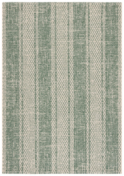 SAFAVIEH Courtyard Collection 2'7' x 5' Beige/Dark Green CY6736 Indoor/ Outdoor -Waterproof Easy -Cleaning Patio Backyard Mudroom Area -Rug
