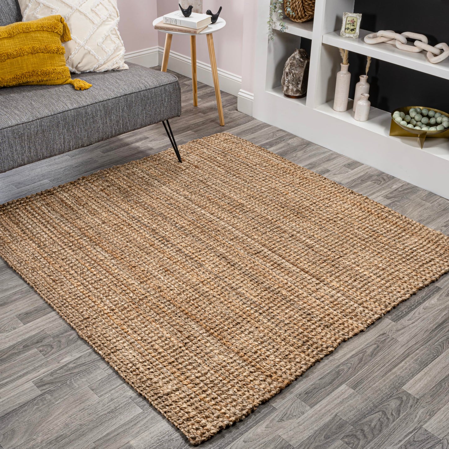 JONATHAN Y Pata Hand Woven Chunky Jute Natural 9x9 Square Indoor Area Rug, Bohemian, Rustic, Cottage, Easy-Cleaning for Living Room, Bedroom, Kitchen, Non-Shedding (NRF102A-9SQ)