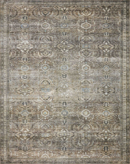 Loloi Layla Collection LAY-13 Antique/Moss 7'-6" x 9'-6" .13" Thick Area Rug, Soft, Durable, Vintage Inspired, Distressed, Low Pile, Non-Shedding, Easy Clean, Printed, Living Room Rug