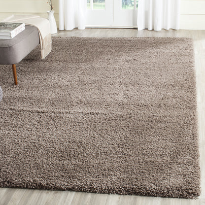 SAFAVIEH California Shag Collection Area Rug - 6'7" Square, Taupe, Non-Shedding & Easy to Clean, Ultra Plush Thick Pile, Ideal for Living Room, Bedroom, Dining Space (SG151-2424)
