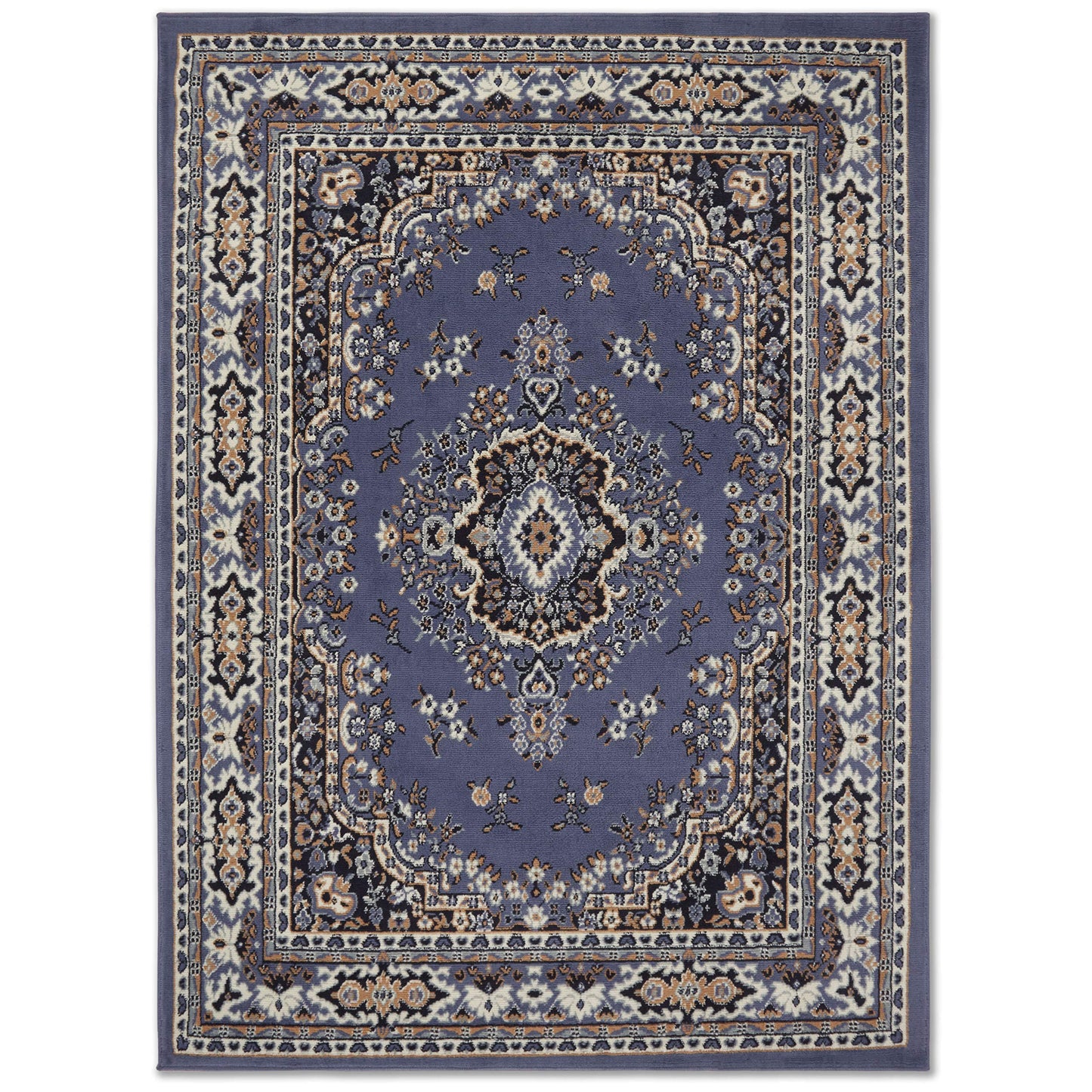 Home Dynamix Premium Sakarya Traditional Medallion Area Rug, Country Blue/Brown, 3'7"x5'2"