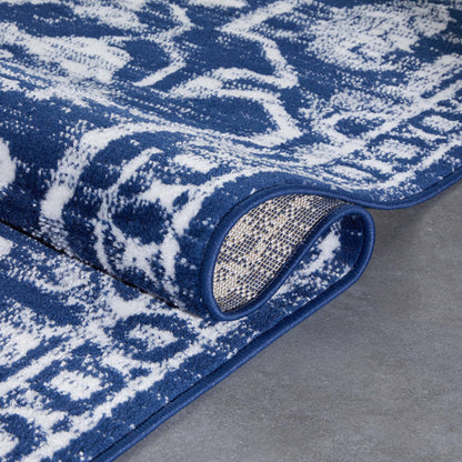 Well Woven Della Dark Blue Vintage Medallion Pattern Area Rug (7'3" x 9'3")