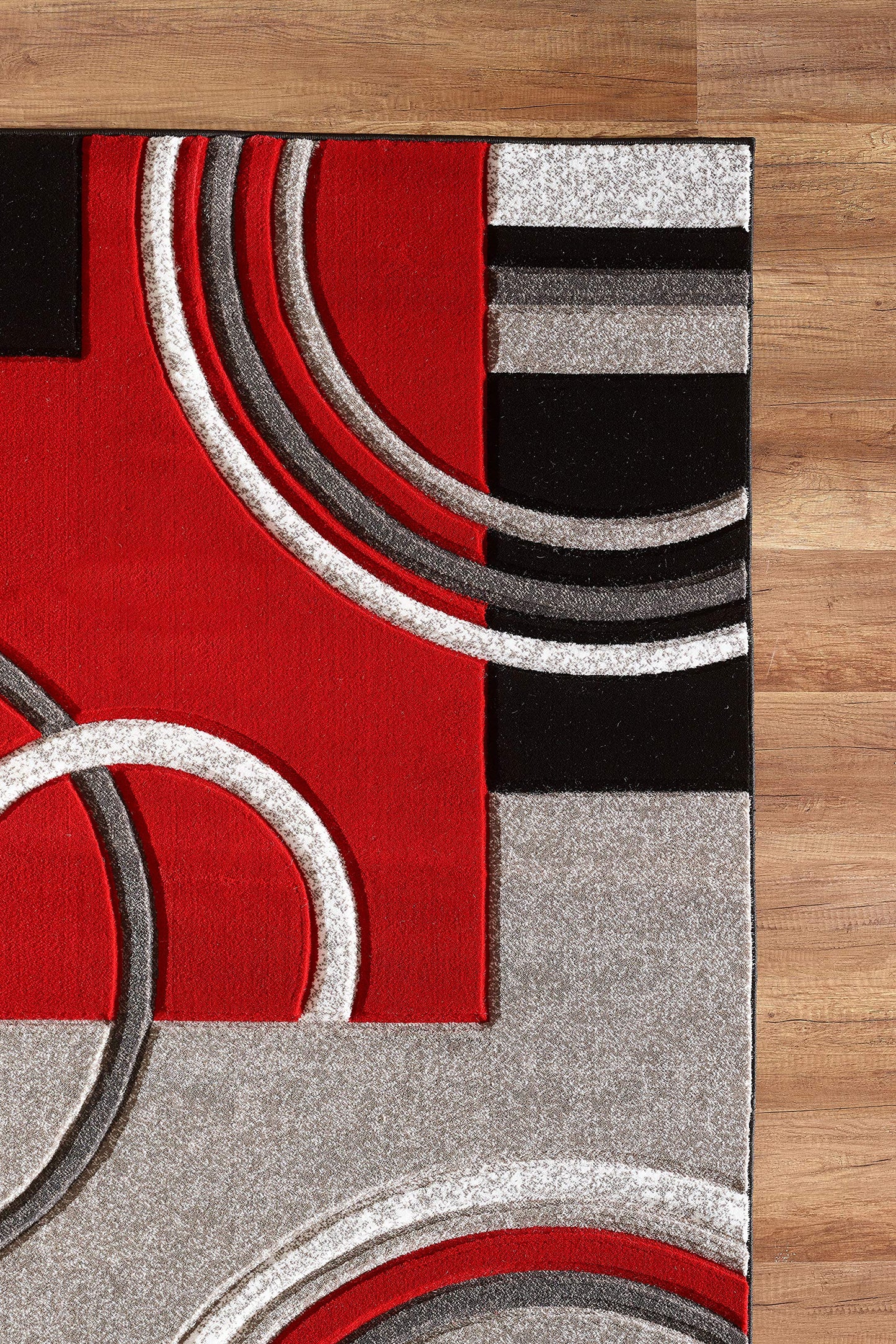 GLORY RUGS Area Rug Modern 5x7 Red Soft Hand Carved Contemporary Floor Carpet with Premium Fluffy Texture for Indoor Living Dining Room and Bedroom Area