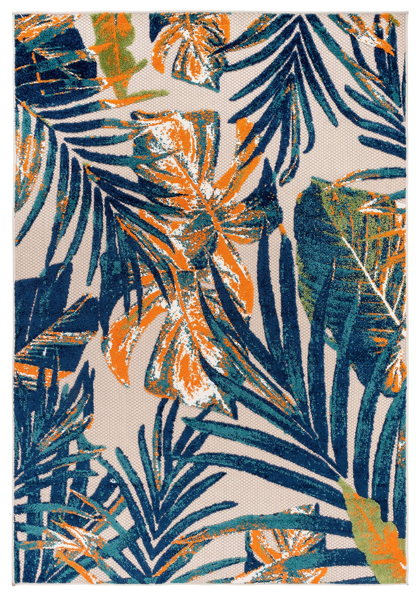 Rugshop Tropical Floral Leaves Indoor/Outdoor Area Rug Durable Polypropylene, Non-Shedding, Easy to Clean, Perfect for Patio, Backyard, Deck and Outdoor Lounge, High Traffic Areas, 7'10" x 10'
