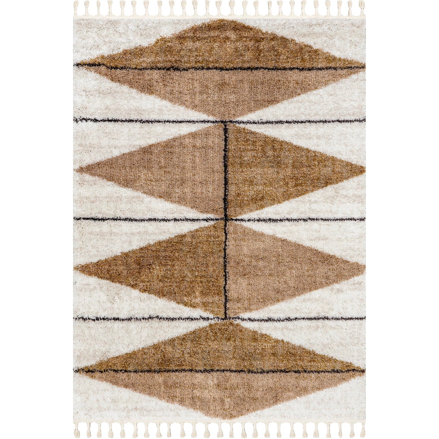 Nuloom Kali Light Brown, 4' x 6', Tribal Abstract, Shag, Soft and Plush, High Traffic, Stain Resistant, Easy Clean, Durable Area Rug for Bedroom, Living Room, Dining Space, Den, Foyer, Entryway