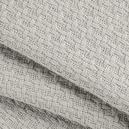 BELIZZI HOME 100% Cotton Bed Blanket, Breathable Bed Blanket Full Queen Size, Cotton Thermal Blankets Full Queen, Perfect for Layering Any Bed for All Season, Light Grey