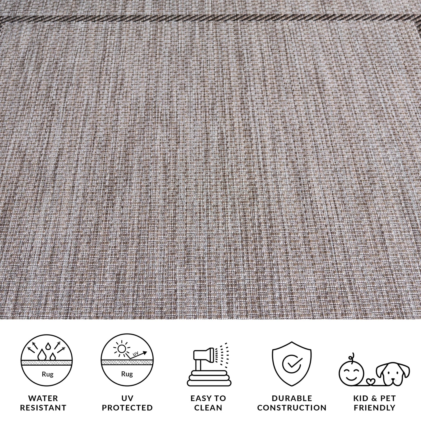 SAFAVIEH Courtyard Collection 2'7" x 5' Beige/Black CY8477 Indoor/ Outdoor Waterproof Easy Cleaning Patio Backyard Mudroom Area Rug