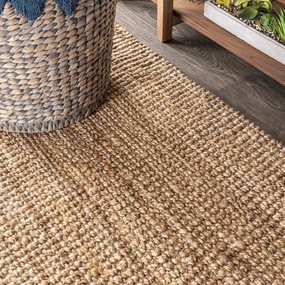 JONATHAN Y Pata Hand Woven Chunky Jute Natural 6x6 Square Indoor Area Rug, Bohemian, Rustic, Cottage, Easy-Cleaning for Living Room, Bedroom, Kitchen, Non-Shedding (NRF102A-6SQ)