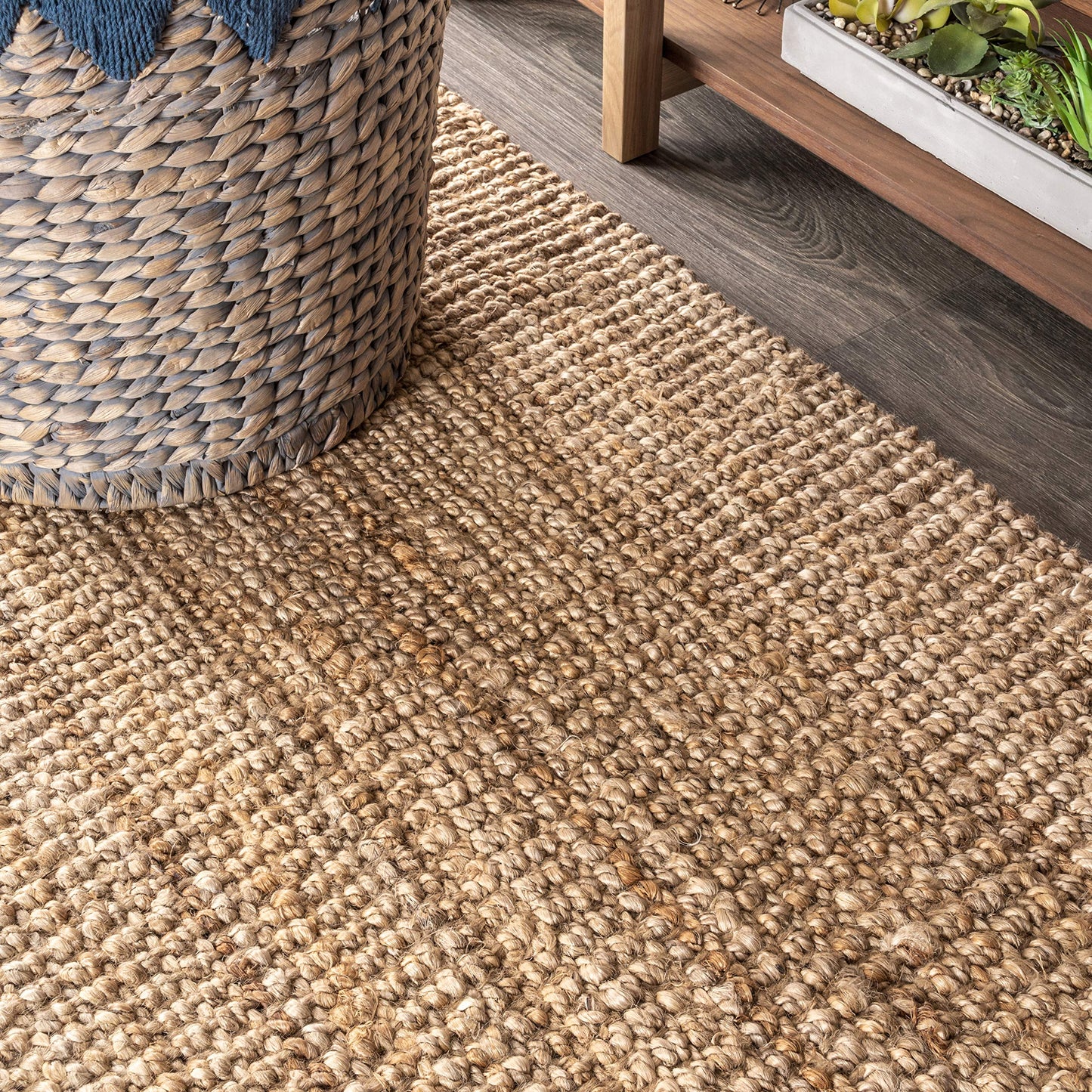 JONATHAN Y Pata Hand Woven Chunky Jute Natural 9x9 Square Indoor Area Rug, Bohemian, Rustic, Cottage, Easy-Cleaning for Living Room, Bedroom, Kitchen, Non-Shedding (NRF102A-9SQ)