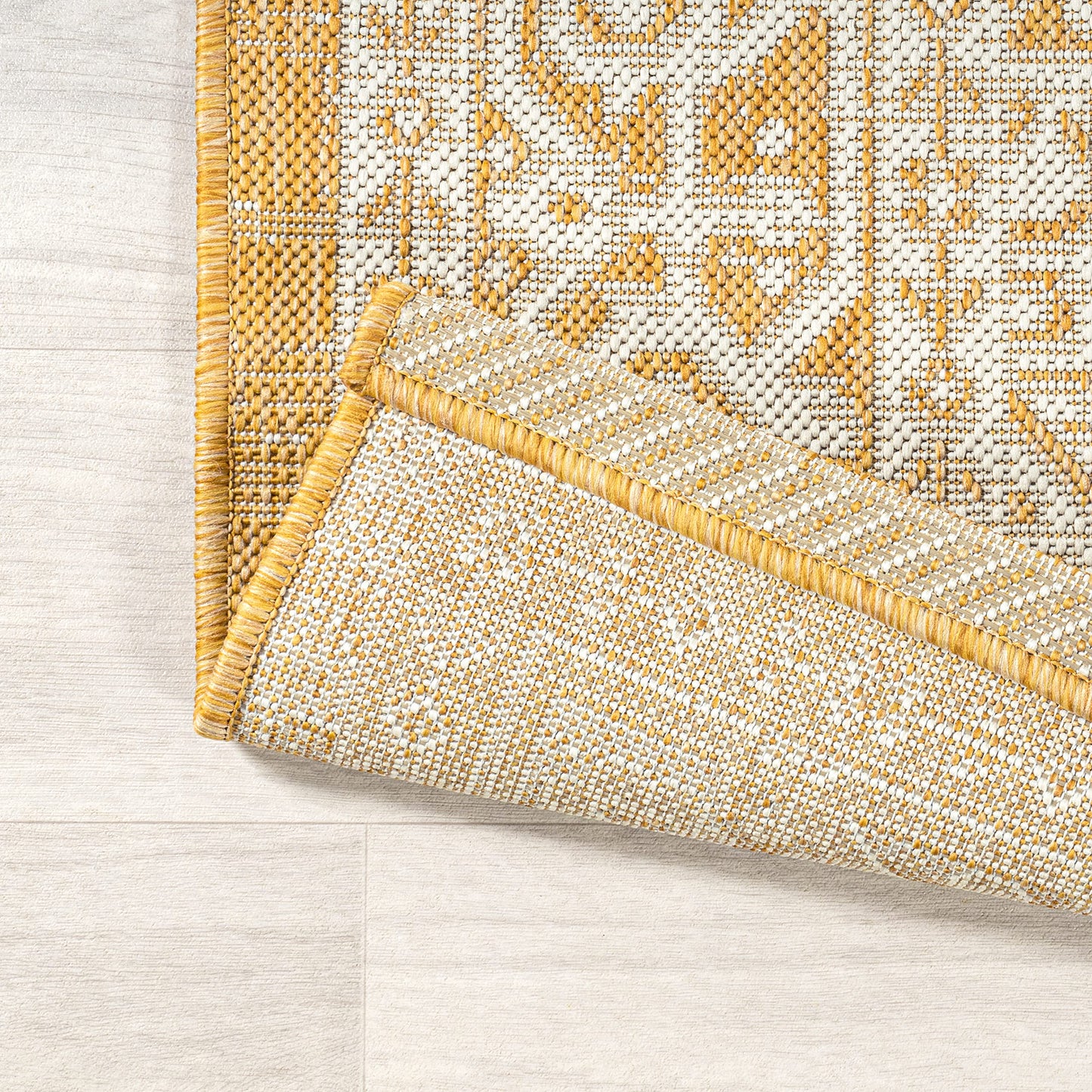 JONATHAN Y Medallion Weave Indoor Outdoor Runner Rug 2X10 Yellow/Cream, Sinjuri Textured for Backyard, Patio, Porch, Easy-Cleaning, High Traffic, Pet-Friendly, Non-Shedding (SMB101I-210)