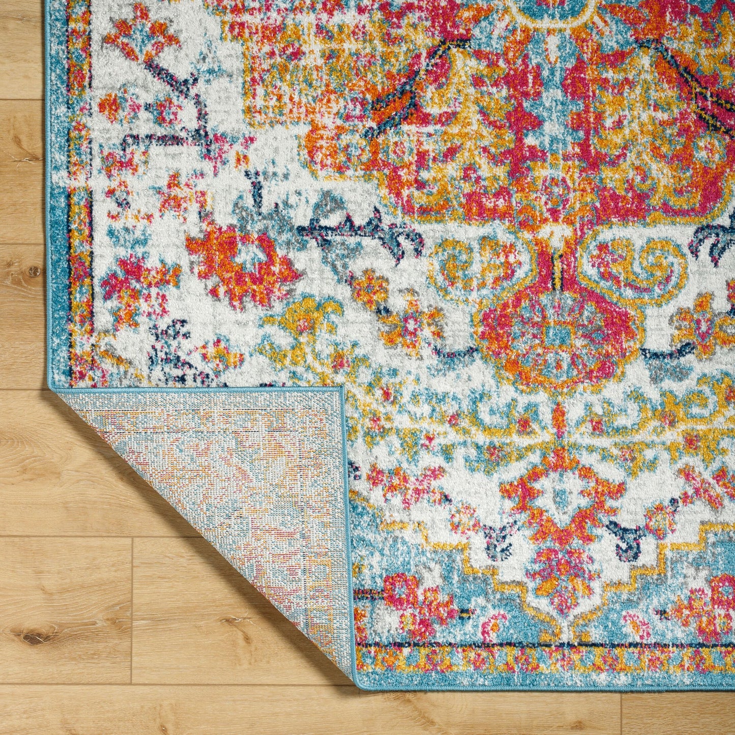 Livabliss Odelia Vintage Bohemian Area Rug,3'11" x 5'7",Orange/Aqua