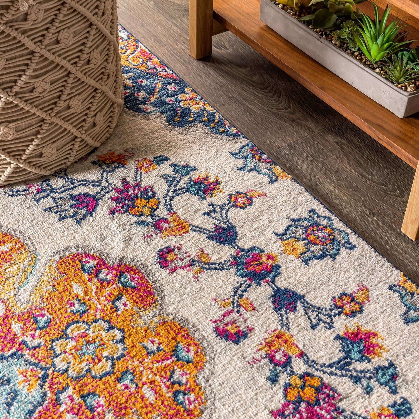 JONATHAN Y Boho Vintage Blue/Multi Runner Rug, 2x18, Bohemian Flair Medallion, Floral Easy-Cleaning High Traffic for Living Room, Bedroom, Kitchen, Pet-Friendly, Non Shedding (BMF106A-218)