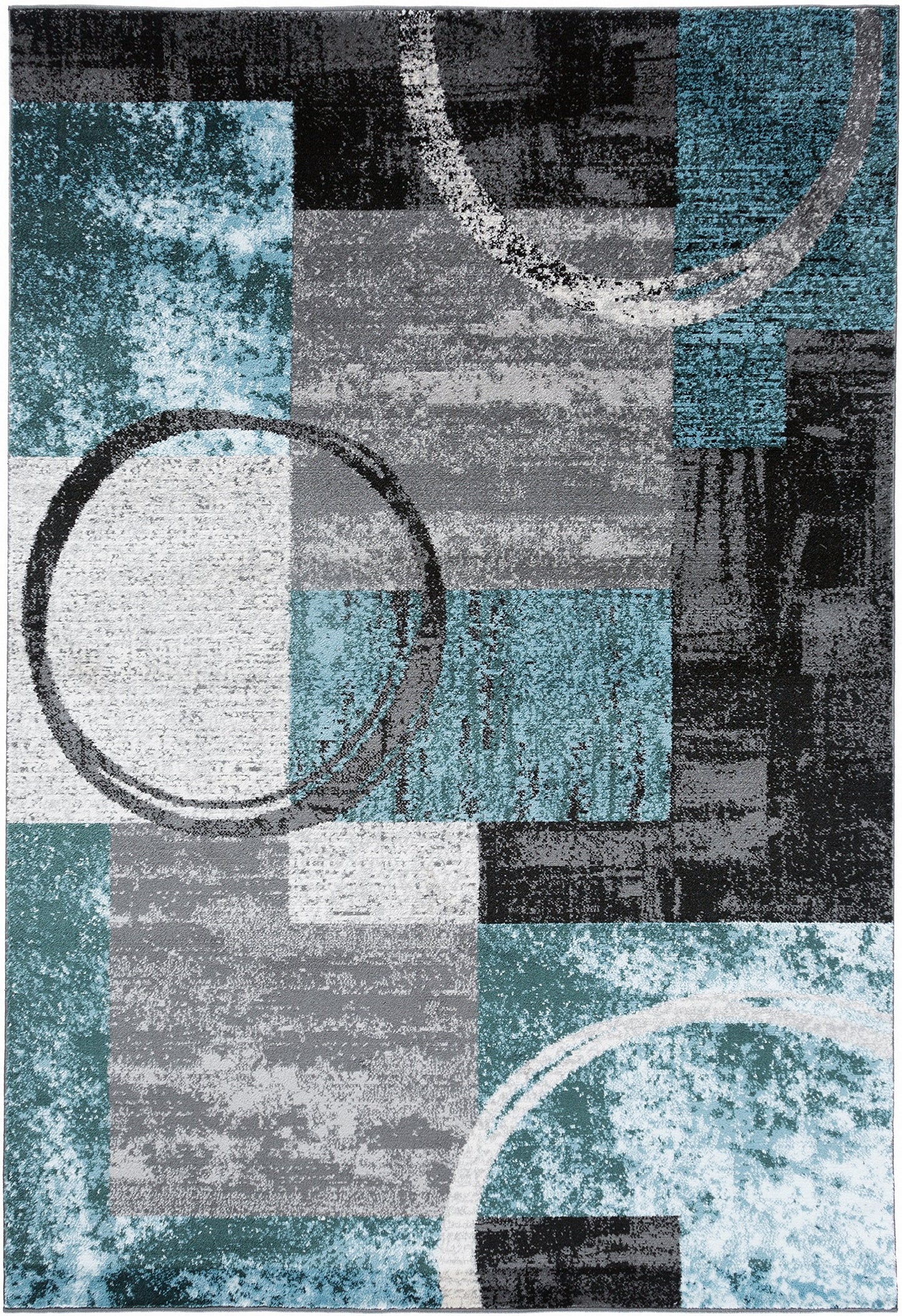 Rugshop Contemporary Circle Design Area Rug, Durable Fade-Resistant Carpet Alfombras for Bedroom, Living Room and Dining Room, Gray, 7'10" x 10'2"