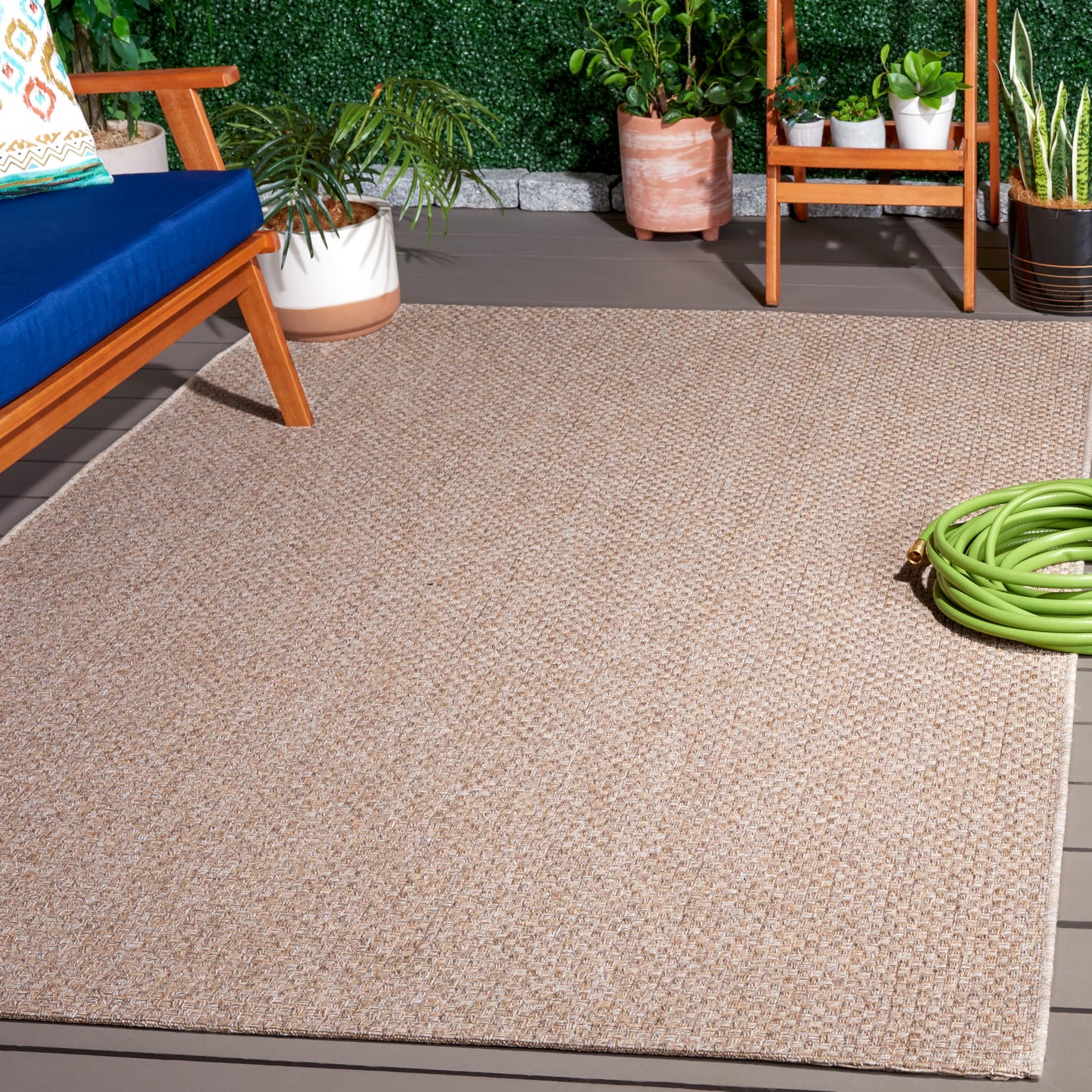 SAFAVIEH Washable Rug Outdoor Sisal All-Weather Collection - 5'3" x 7'6", Taupe, Non-Shedding & Easy to Clean, Ideal for Patio, Backyard, Mudroom (SAW640E)