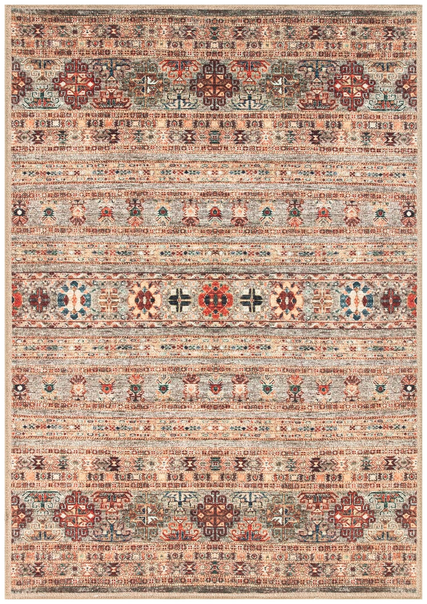 Keen Home Design 8x10 Rug - Machine Washable Area Rug with Non-Slip Backing, Ideal for Living Room, Dining Room, Bedroom - Vintage, Easy Clean, Durable, Low Pile Rug - (8' x 10')