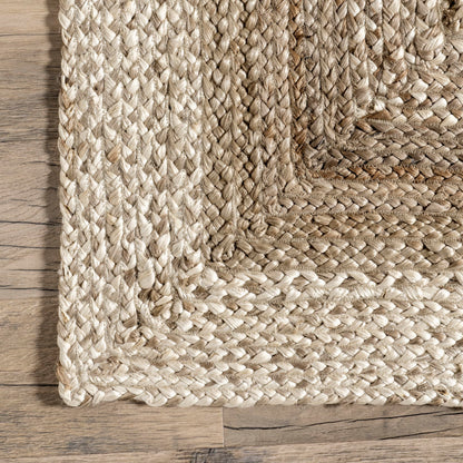 Nuloom Charlene Natural/Ivory, 5' x 8' Oval, Solid, Jute, Soft and Textured, High Traffic, Stain Resistant, Easy Clean, Durable Area Rug for Bedroom, Living Room, Dining Space, Foyer, Entryway