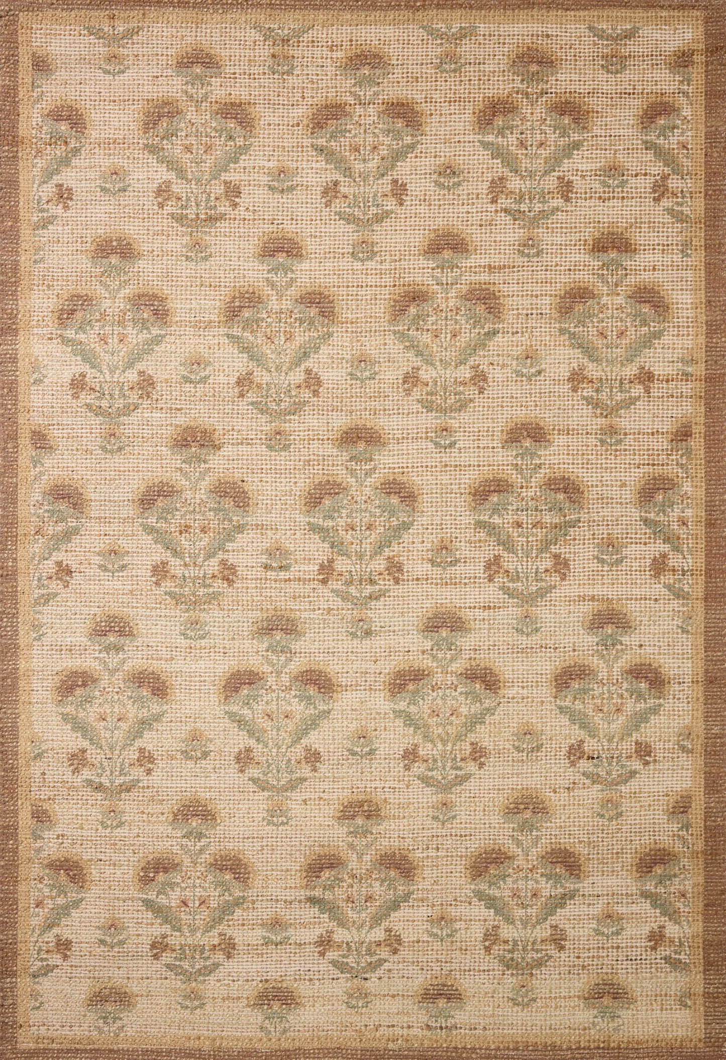 Loloi Chris Loves Julia Rue Collection RUE-01 Wheat/Sage 8'-6" x 11'-6" Area Rug Jute Neutral Floral Living Room Bedroom Rug